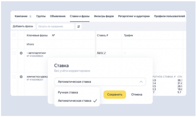 Easy to do!Automated bidding in Yandex Search Autotargeting'Autotargeting'