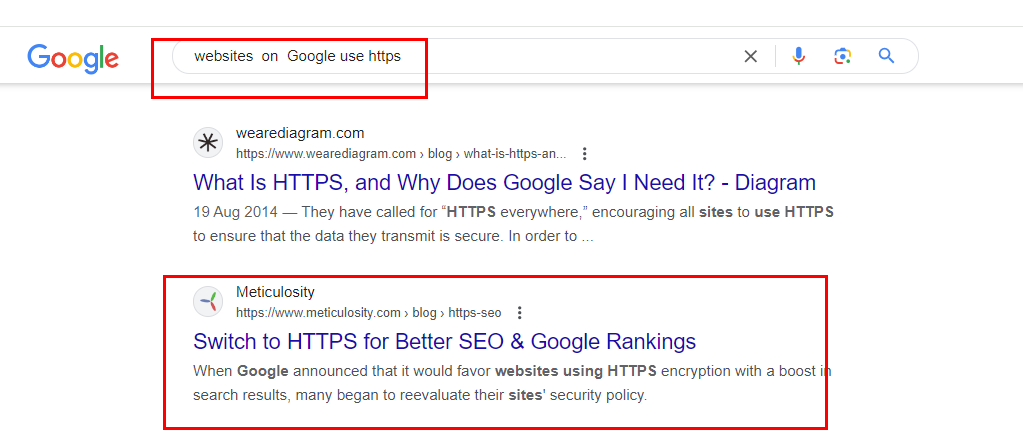 Google support for HTTPS